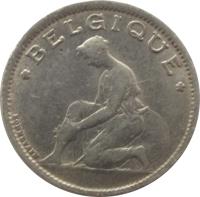 obverse of 1 Franc - Albert I - French text (1922 - 1934) coin with KM# 89 from Belgium. Inscription: · BELGIQUE · BONNETAIN