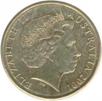 obverse of 1 Dollar - Elizabeth II - Federation - 4'th Portrait (2001) coin with KM# 534 from Australia. Inscription: ELIZABETH II AUSTRALIA 2001 IRB