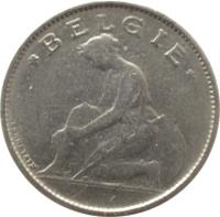 obverse of 1 Franc - Albert I - Dutch text (1922 - 1935) coin with KM# 90 from Belgium. Inscription: · BELGIE · BONNETAIN