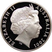 Australia coin 20 Cents - Elizabeth II - Victoria (2001) obverse obverse of 20 Cents - Elizabeth II - Victoria (2001) coin with KM# 556 from Australia. Inscription: ELIZABETH II AUSTRALIA 2001 IRB