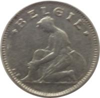 obverse of 50 Centimes - Albert I - Dutch text (1922 - 1934) coin with KM# 88 from Belgium. Inscription: * BELGIË * A.B