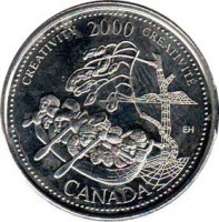 Canada coin 25 Cents - Elizabeth II - Creativity (2000) reverse reverse of 25 Cents - Elizabeth II - Creativity (2000) coin with KM# 379 from Canada. Inscription: CREATIVITY 2000 CRÉATIVITÉ EH CANADA