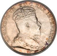 obverse of 5 Cents - Edward VII (1902) coin with KM# 9 from Canada. Inscription: EDWARDVS VII D.G.REX IMPERATOR