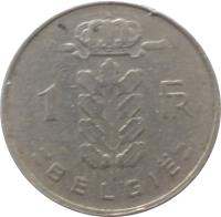 reverse of 1 Franc - Baudouin I - Dutch text (1950 - 1988) coin with KM# 143 from Belgium. Inscription: 1 FR = BELGIË =