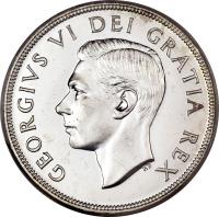 Canada coin 1 Dollar - George VI (1948 - 1952) obverse obverse of 1 Dollar - George VI (1948 - 1952) coin with KM# 46 from Canada. Inscription: GEORGIVS VI DEI GRATIA REX