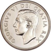 Canada coin 1 Dollar - George VI - Newfoundland (1949) obverse obverse of 1 Dollar - George VI - Newfoundland (1949) coin with KM# 47 from Canada. Inscription: GEORGIVS VI DEI GRATIA REX