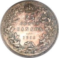 reverse of 25 Cents - Edward VII (1910) coin with KM# 11a from Canada. Inscription: 25 CENTS CANADA 1910