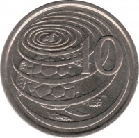 Cayman Islands coin 10 Cents - Elizabeth II - 2'nd Portrait (1972 - 1986) reverse reverse of 10 Cents - Elizabeth II - 2'nd Portrait (1972 - 1986) coin with KM# 3 from Cayman Islands. Inscription: 10