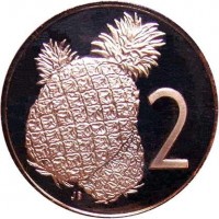 reverse of 2 Tene - Elizabeth II - 2'nd Portrait (1972 - 1983) coin with KM# 2 from Cook Islands. Inscription: 2 JB