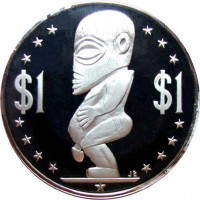 Cook Islands coin 1 Dollar - Elizabeth II - 2'nd Portrait (1972 - 1983) reverse reverse of 1 Dollar - Elizabeth II - 2'nd Portrait (1972 - 1983) coin with KM# 7 from Cook Islands. Inscription: $1 $1