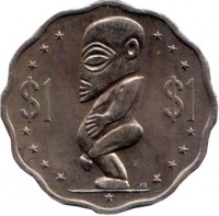 reverse of 1 Dollar - Elizabeth II - 3'rd Portrait (1987 - 1994) coin with KM# 37 from Cook Islands. Inscription: $1 $1