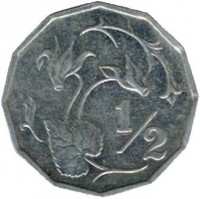 reverse of 1/2 Cent (1983) coin with KM# 52 from Cyprus. Inscription: 1/2