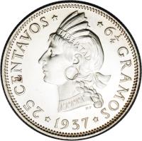 Dominican Republic coin 25 Centavos (1937 - 1961) reverse reverse of 25 Centavos (1937 - 1961) coin with KM# 20 from Dominican Republic.