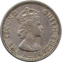 Fiji coin 6 Pence - Elizabeth II - 1'st Portrait (1953 - 1967) obverse obverse of 6 Pence - Elizabeth II - 1'st Portrait (1953 - 1967) coin with KM# 19 from Fiji. Inscription: QUEEN ELIZABETH THE SECOND