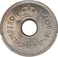 obverse of 1 Penny - George VI (1937 - 1945) coin with KM# 7 from Fiji. Inscription: GEORGE.VI.KING.EMPEROR
