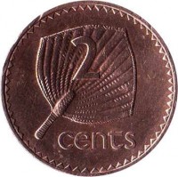 reverse of 2 Cents - Elizabeth II - 3'rd Portrait (1990 - 2005) coin with KM# 50a from Fiji. Inscription: 2 cents