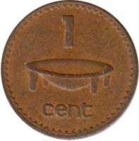 reverse of 1 Cent - Elizabeth II - 2'nd Portrait (1969 - 1985) coin with KM# 27 from Fiji. Inscription: 1 cent