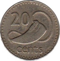 reverse of 20 Cents - Elizabeth II - 2'nd Portrait (1969 - 1985) coin with KM# 31 from Fiji. Inscription: 20 cents