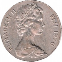 Fiji coin 50 Cents - Elizabeth II - 2'nd Portrait (1975 - 1984) obverse obverse of 50 Cents - Elizabeth II - 2'nd Portrait (1975 - 1984) coin with KM# 36 from Fiji. Inscription: ELIZABETH II FIJI 1976