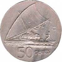 reverse of 50 Cents - Elizabeth II - 2'nd Portrait (1975 - 1984) coin with KM# 36 from Fiji. Inscription: 50 cents
