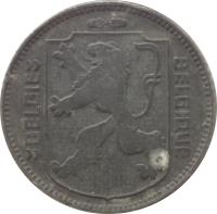 obverse of 1 Franc - Leopold III - BELGIE-BELGIQUE (1942 - 1947) coin with KM# 128 from Belgium. Inscription: BELGIE BELGIQUE