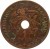 obverse of 1 Centime (1896 - 1906) coin with KM# 8 from French Indochina. Inscription: REPUBLIQUE FRANÇAISE 1 CENT A
