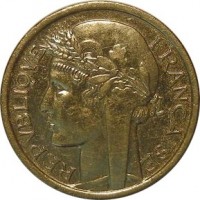 French West Africa coin 50 Centimes (1944) obverse obverse of 50 Centimes (1944) coin with KM# 1 from French West Africa. Inscription: REPVBLIQUE FRANÇAISE