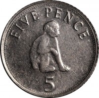Gibraltar coin 5 Pence - Elizabeth II - Type 1; 3'rd Portrait (2005 - 2011) reverse reverse of 5 Pence - Elizabeth II - Type 1; 3'rd Portrait (2005 - 2011) coin with KM# 1081 from Gibraltar. Inscription: FIVE PENCE 5