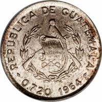 Guatemala coin 5 Centavos (1960 - 1964) obverse obverse of 5 Centavos (1960 - 1964) coin with KM# 261 from Guatemala.