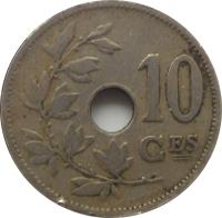 reverse of 10 Centimes - Leopold II - French text (1901 - 1903) coin with KM# 48 from Belgium. Inscription: 10 CES A.MICHAUX