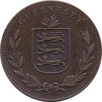 obverse of 8 Doubles - George V / George VI (1914 - 1949) coin with KM# 14 from Guernsey. Inscription: GUERNESEY