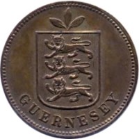 obverse of 1 Double - William IV / Victoria / Edward VII / George V (1830 - 1911) coin with KM# 10 from Guernsey. Inscription: GUERNESEY