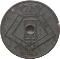 obverse of 5 Centimes - Leopold III - BELGIE-BELGIQUE (1941 - 1942) coin with KM# 124 from Belgium. Inscription: 1942