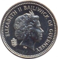 Guernsey coin 1 Pound - Elizabeth II - 4'th Portrait (2001 - 2012) obverse obverse of 1 Pound - Elizabeth II - 4'th Portrait (2001 - 2012) coin with KM# 110 from Guernsey. Inscription: ELIZABETH II BAILIWICK OF GUERNSEY