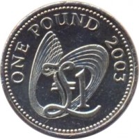 reverse of 1 Pound - Elizabeth II - 4'th Portrait (2001 - 2012) coin with KM# 110 from Guernsey. Inscription: ONE POUND 2003 £1