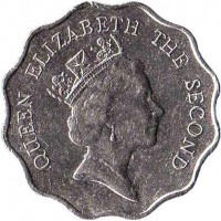 Hong Kong coin 2 Dollars - Elizabeth II - 3'rd Portrait (1985 - 1992) obverse obverse of 2 Dollars - Elizabeth II - 3'rd Portrait (1985 - 1992) coin with KM# 60 from Hong Kong. Inscription: QUEEN ELIZABETH THE SECOND