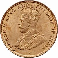 Hong Kong coin 1 Cent - George V - Larger (1919 - 1926) obverse obverse of 1 Cent - George V - Larger (1919 - 1926) coin with KM# 16 from Hong Kong. Inscription: · GEORGE V KING AND EMPEROR OF INDIA