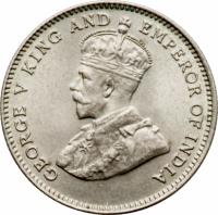 obverse of 10 Cents - George V (1935 - 1936) coin with KM# 19 from Hong Kong. Inscription: GEORGE V KING AND EMPEROR OF INDIA