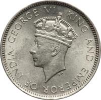 obverse of 10 Cents - George VI (1937) coin with KM# 21 from Hong Kong. Inscription: · GEORGE VI KING AND EMPEROR OF INDIA