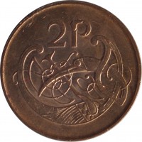 reverse of 2 Pingin (1988 - 2000) coin with KM# 21a from Ireland. Inscription: 2P