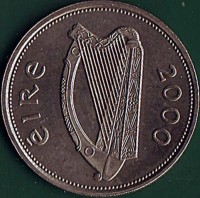 obverse of 1 Pound - Millennium (2000) coin with KM# 31 from Ireland. Inscription: éIRe 2000