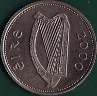 Ireland coin 1 Pound - Millennium (2000) obverse obverse of 1 Pound - Millennium (2000) coin with KM# 31 from Ireland. Inscription: éIRe 2000