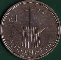 reverse of 1 Pound - Millennium (2000) coin with KM# 31 from Ireland. Inscription: £1 MILLENNIUM