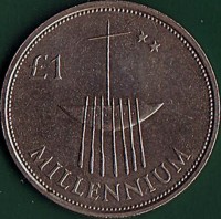 Ireland coin 1 Pound - Millennium (2000) reverse reverse of 1 Pound - Millennium (2000) coin with KM# 31 from Ireland. Inscription: £1 MILLENNIUM
