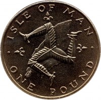 Isle of Man coin 1 Pound - Elizabeth II - 2'nd Portrait (1978 - 1982) reverse reverse of 1 Pound - Elizabeth II - 2'nd Portrait (1978 - 1982) coin with KM# 44 from Isle of Man. Inscription: ISLE OF MAN · ONE POUND ·