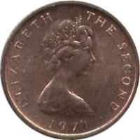 Isle of Man coin 1/2 New Penny - Elizabeth II - 2'nd Portrait (1971 - 1975) obverse obverse of 1/2 New Penny - Elizabeth II - 2'nd Portrait (1971 - 1975) coin with KM# 19 from Isle of Man. Inscription: ELIZABETH THE SECOND · 1971 ·