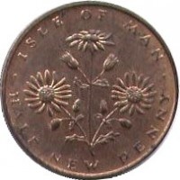 Isle of Man coin 1/2 New Penny - Elizabeth II - 2'nd Portrait (1971 - 1975) reverse reverse of 1/2 New Penny - Elizabeth II - 2'nd Portrait (1971 - 1975) coin with KM# 19 from Isle of Man. Inscription: · ISLE OF MAN · HALF NEW PENNY
