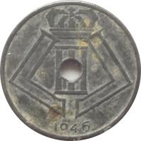 obverse of 25 Centimes - Leopold III - BELGIQUE-BELGIE (1941 - 1947) coin with KM# 131 from Belgium. Inscription: 1946