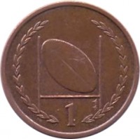 reverse of 1 Penny - Elizabeth II - 4'th Portrait (1998 - 1999) coin with KM# 823 from Isle of Man. Inscription: 1 AB