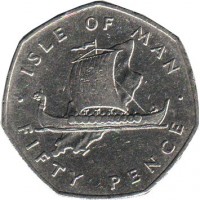 Isle of Man coin 50 Pence - Elizabeth II - 2'nd Portrait (1976 - 1979) reverse reverse of 50 Pence - Elizabeth II - 2'nd Portrait (1976 - 1979) coin with KM# 39 from Isle of Man. Inscription: · ISLE OF MAN · FIFTY PENCE